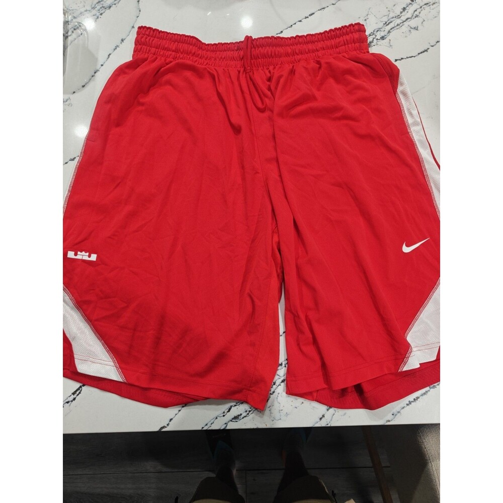NEW Nike LeBron Dri Fit Basketball Shorts Red White Mens 3XL 11" Baggy